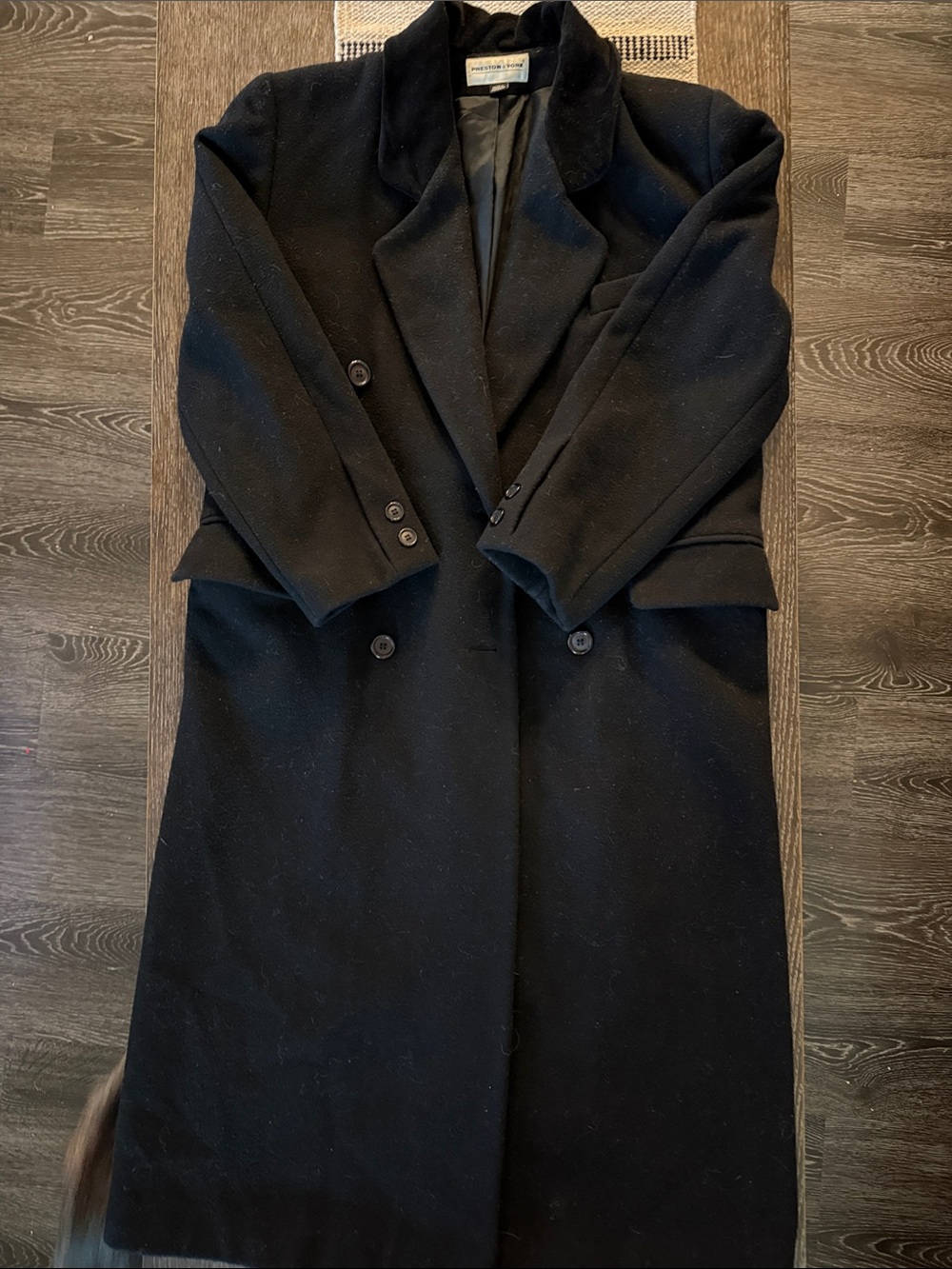 Preston & York Black Double-Breasted Long Trench Coat